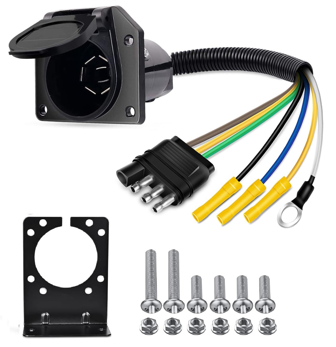 Adaptador de enchufe inverso para remolque de RV de 4 vías planas a 7 vías.neuvo