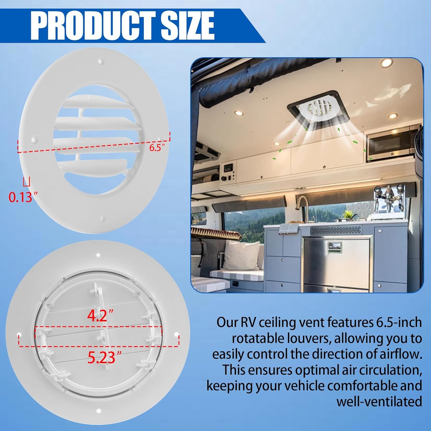 (5-Pack) 6.5″ RV Ceiling Vent Covers for Inside Camper, RV AC Vent Cover