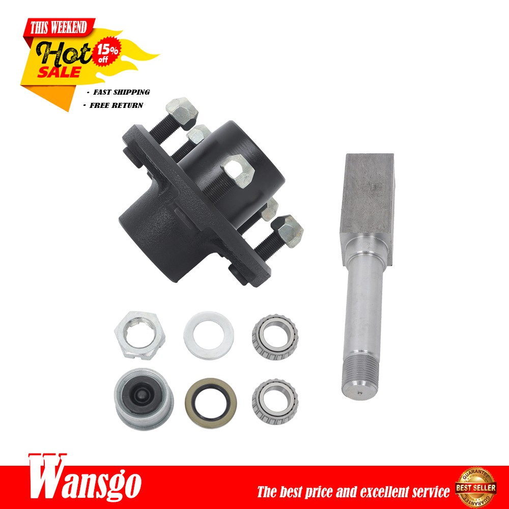 ONE Axle stub end 2000# 5 x 4.5 Hub Axel Kit Square Spindles Side car Trailer