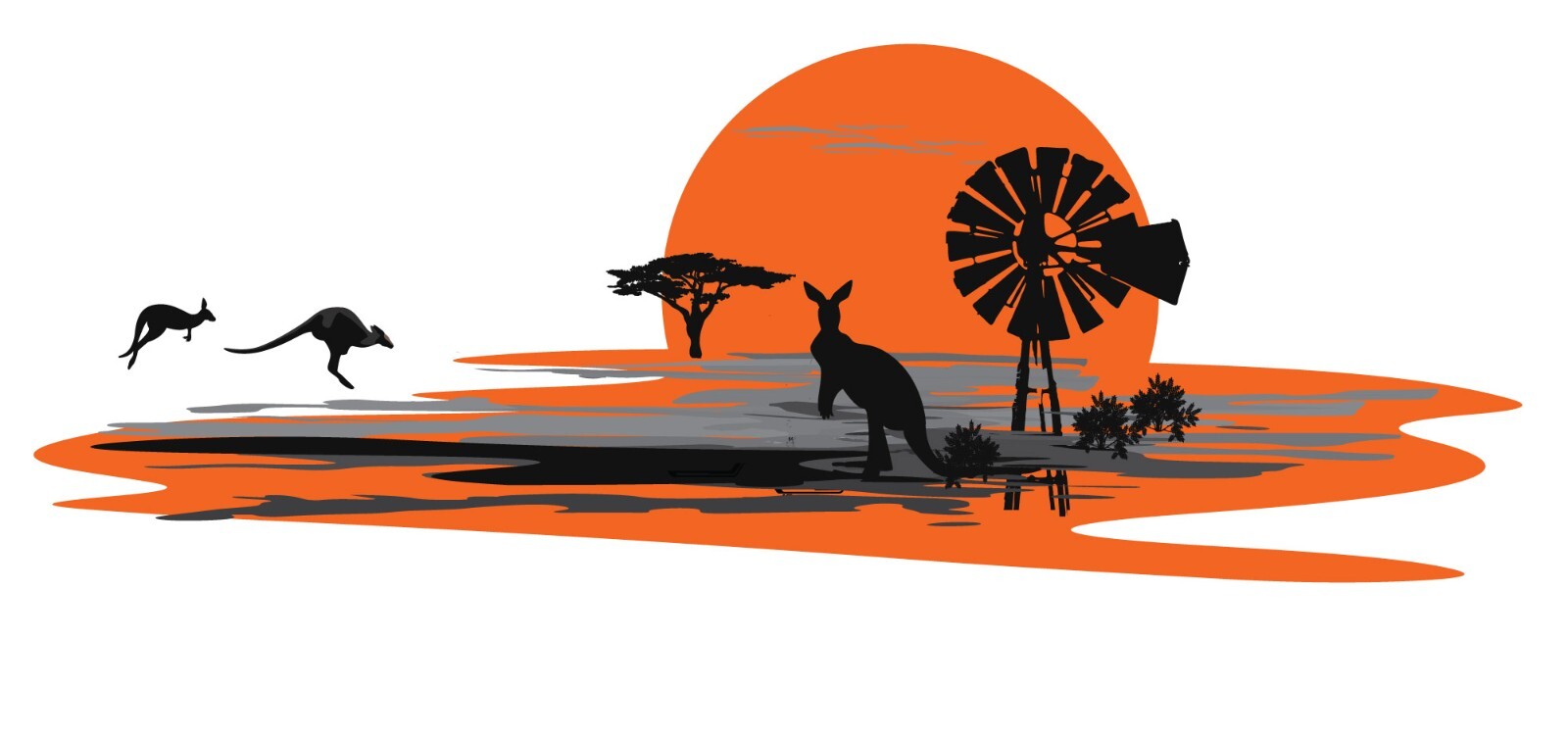 1.4m Kangaroo windmill stripe sticker decal RV motorhome, vehicle, truck , camp