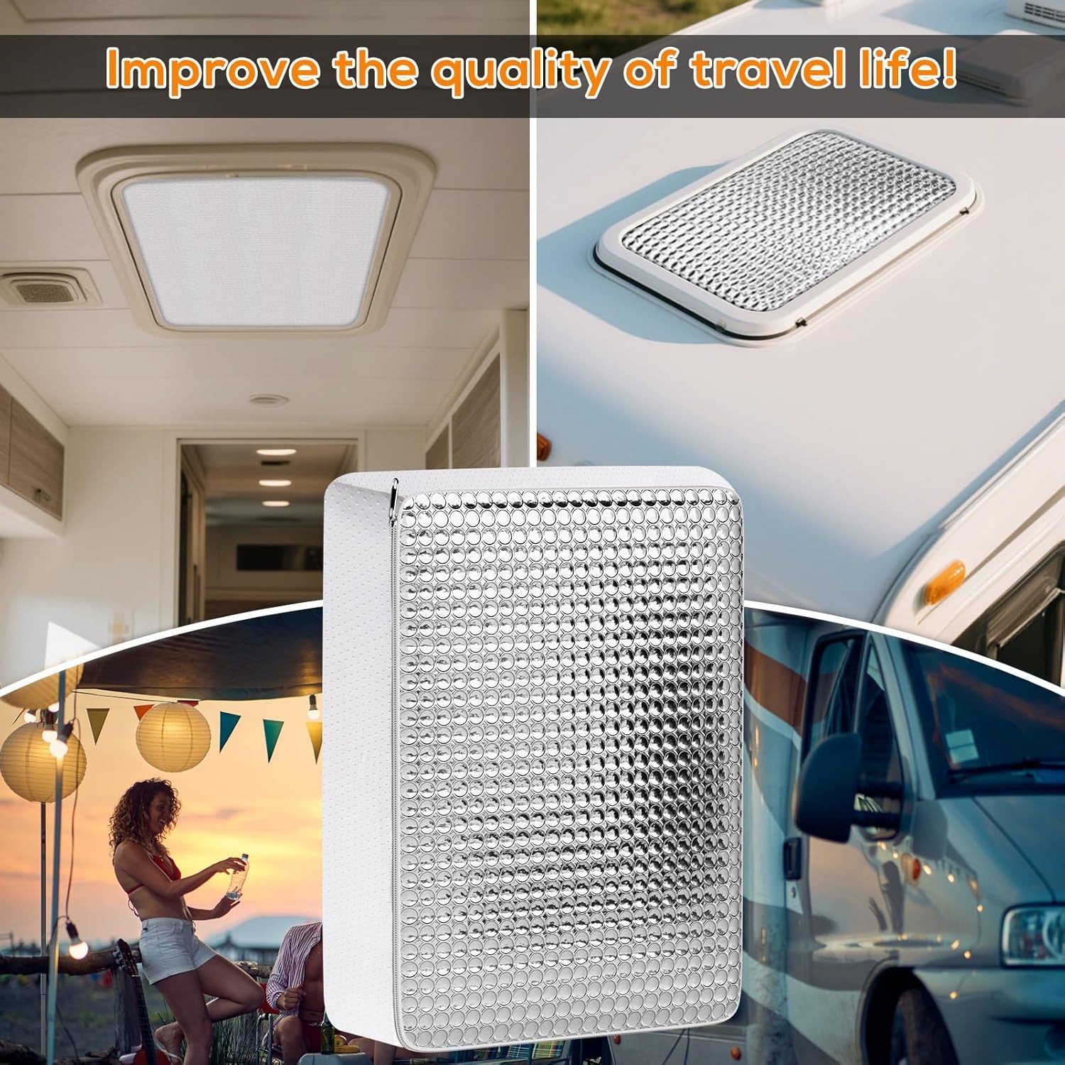YUNVI RV Skylight Insulator 14x22x2.8,RV Vent Cover and 14*22inch, Silver
