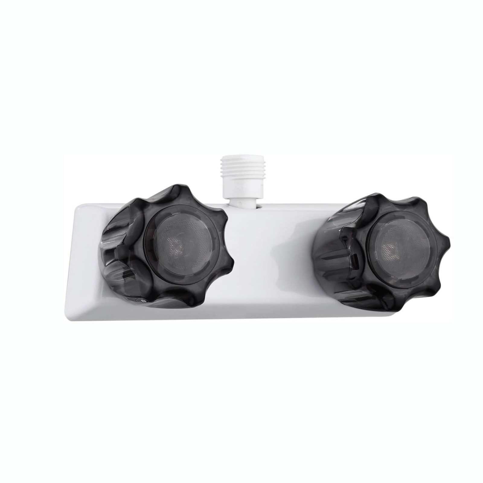 4″ RV Shower Faucet Dual Smoked Acrylic Knobs White+Black Classic For Motorhome