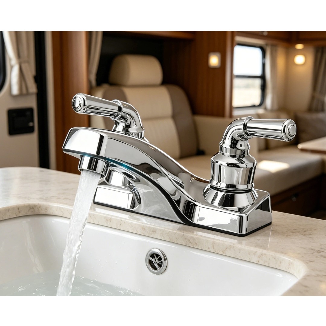 4in Basin Sink Faucet Plastic Water Tap Sink Faucet Dual Handles For Bathroom RV