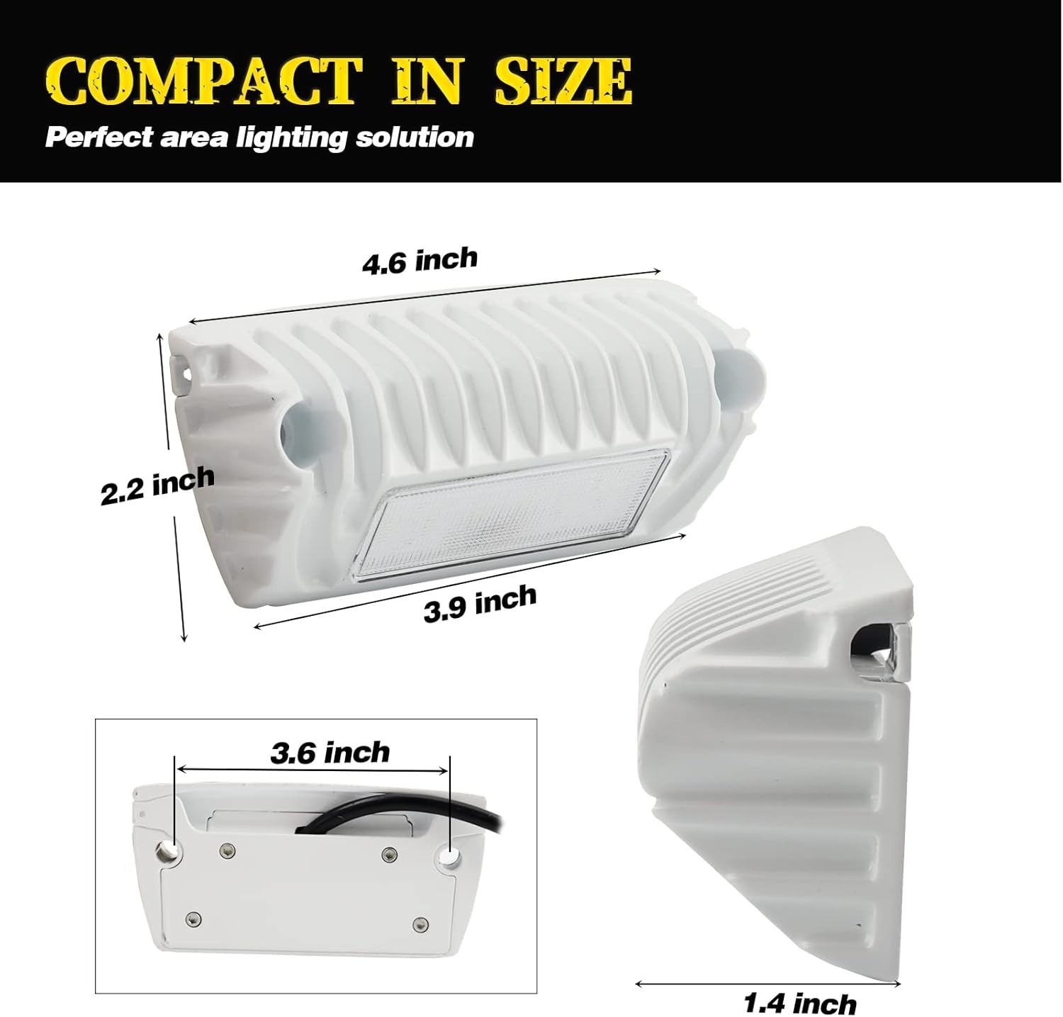 Multi-Purpose LED Exterior Light for RVs, Trailers, Boats – White Aluminum