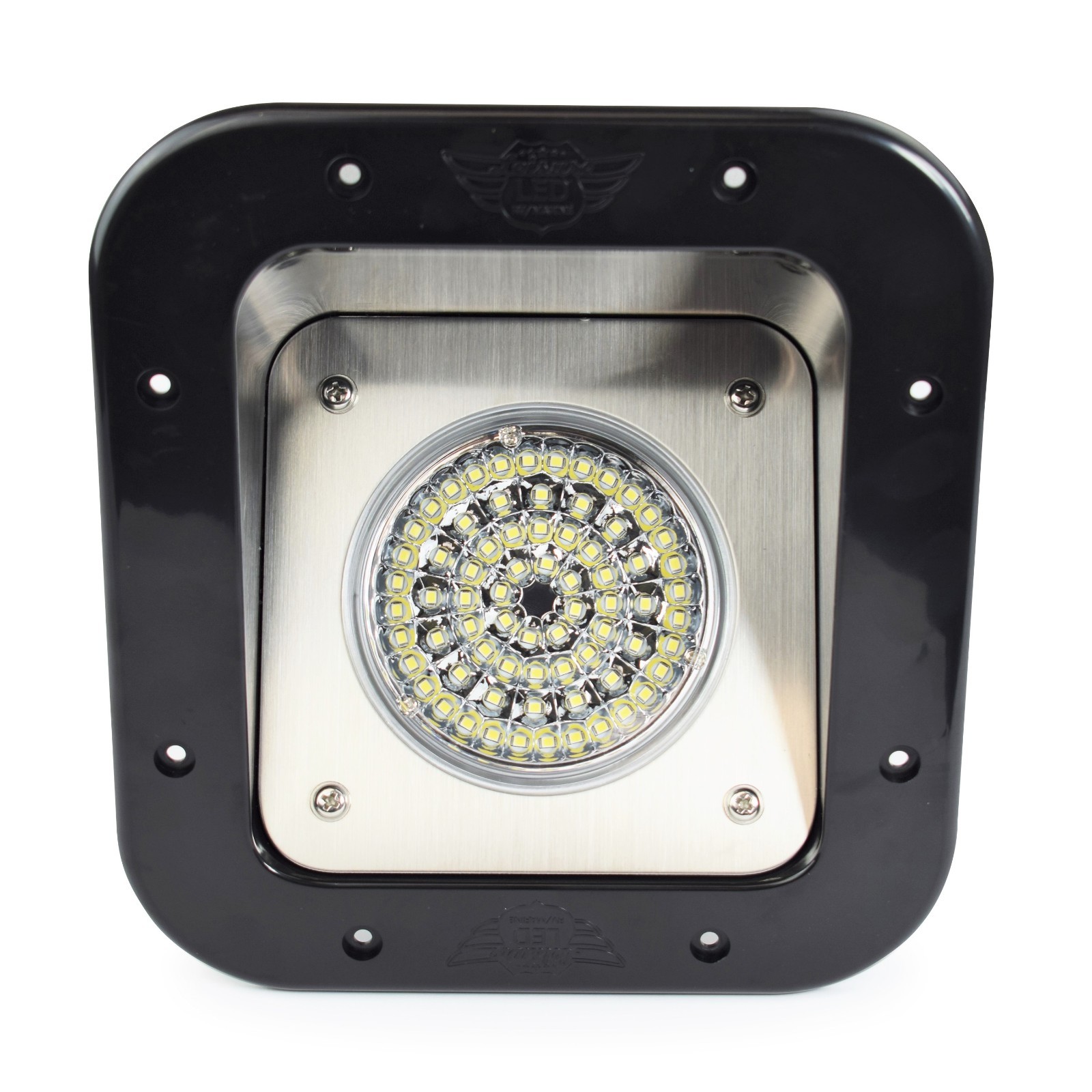 RV LED Porch Flood Light rectangle clear lens camper RV trailer Black exterior B