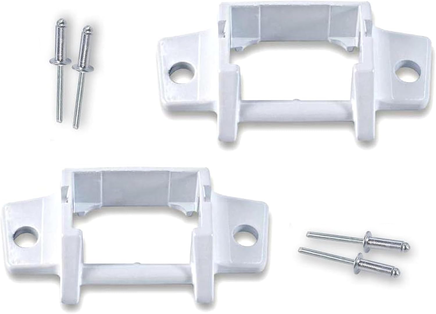 “RV Awning Replacement Foot – Die-Cast Metal, Painted White, 2 Pack with Rivets”