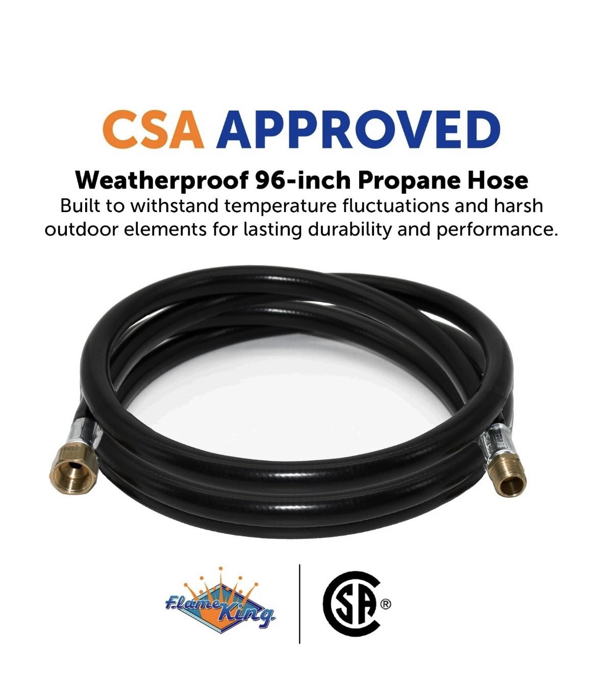 Flame King 96 inch Thermoplastic Propane Hose Assembly, 3/8″ ID for RV & Trailer