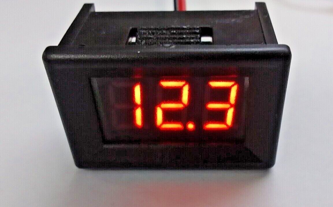 BBT 2 Wire Red LED 36 volt Snap-In 1-1/4″ RV Digital Volt Meter