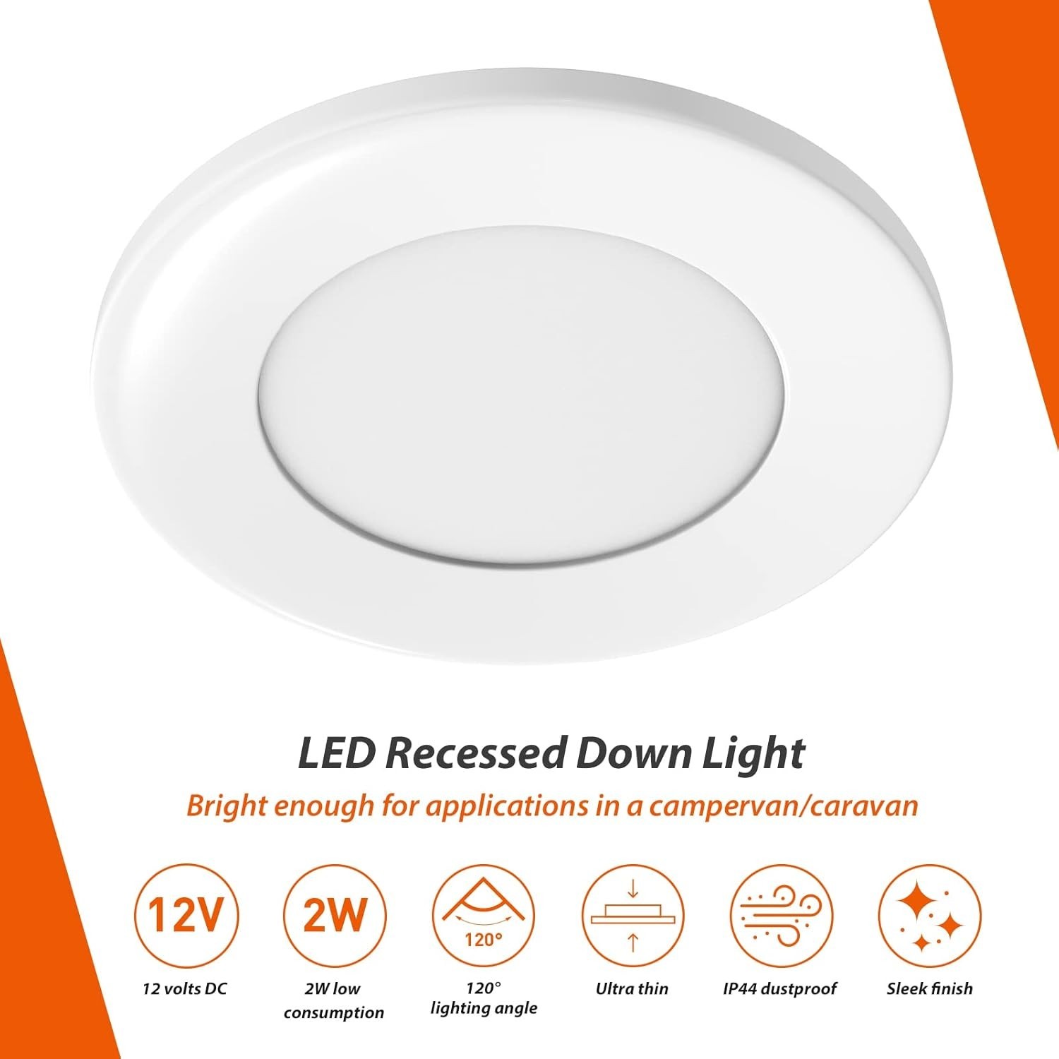 2PCS 12V 2.75″ LED Recessed Ceiling Light RV Camper Trailer Downlight 3000K
