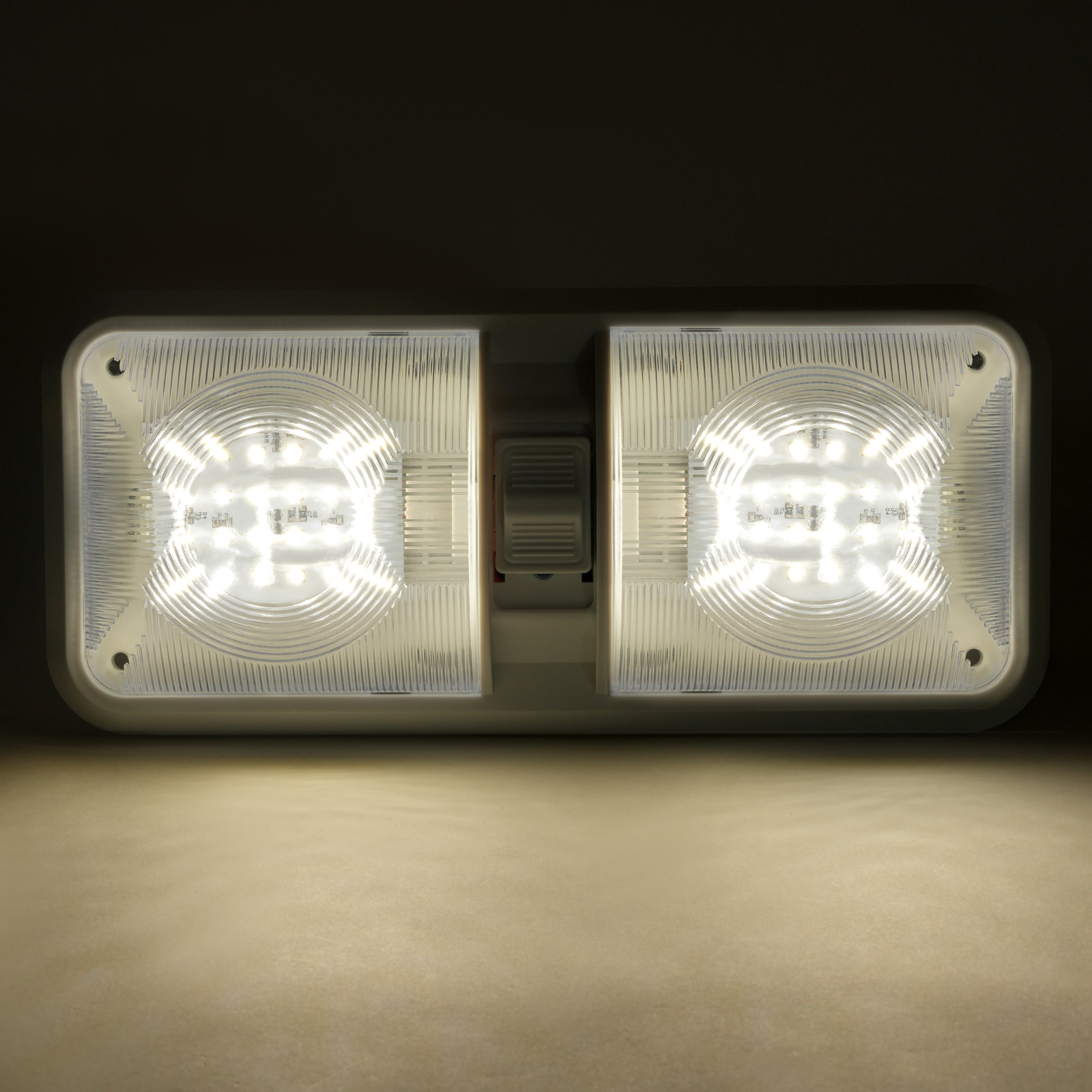 2PCS 12V LED White Ceiling Fixture Double Dome Light For Camper Trailer RV