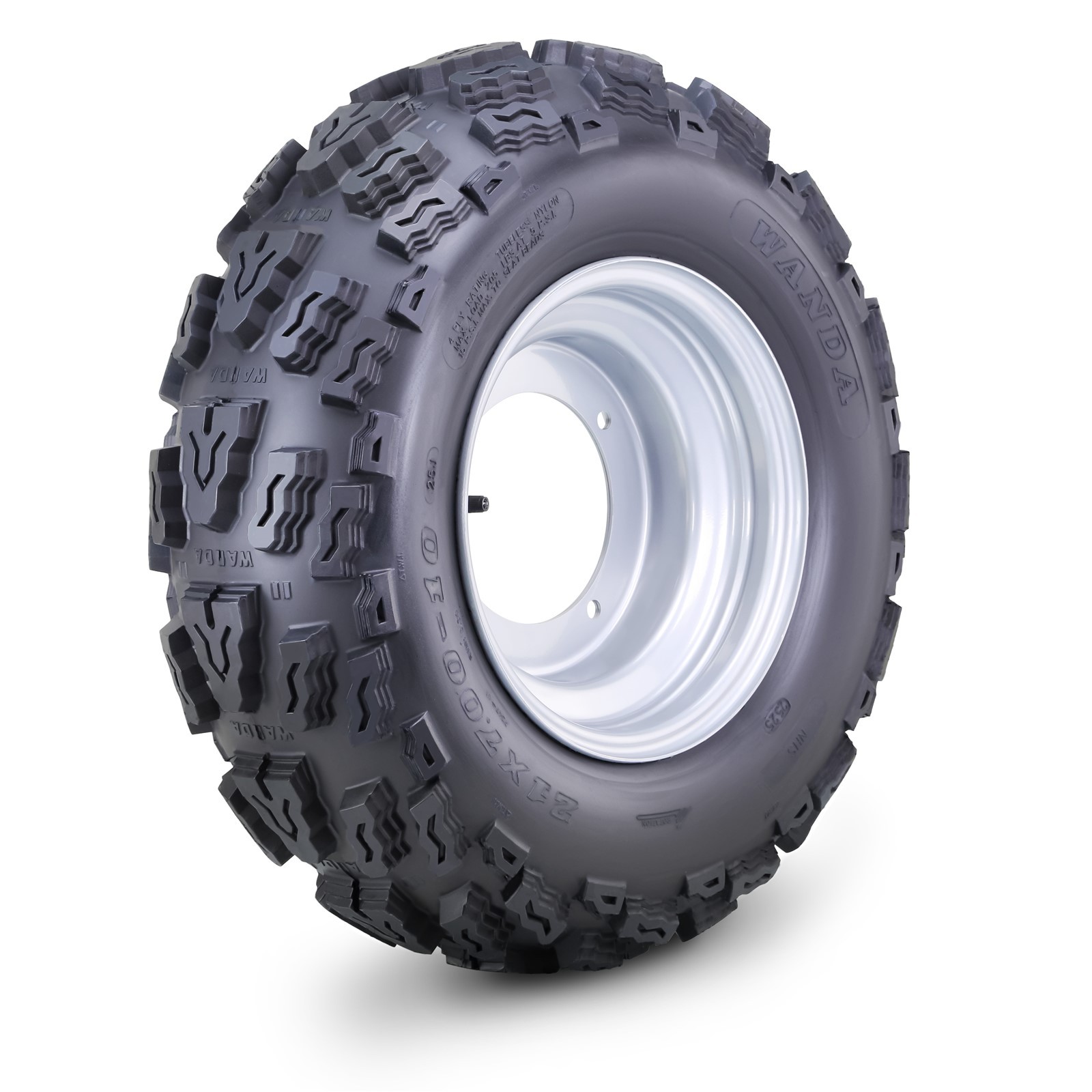 WANDA ATV Tire & Wheel 21X7-10 with 4/156mm PCD 2+3 offset Silver Wheels -10058