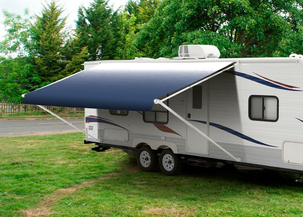 20′ Slate Blue Fade w/Wht WG, RV Awning Replacement fabric canopy (Fabric:19’2″)