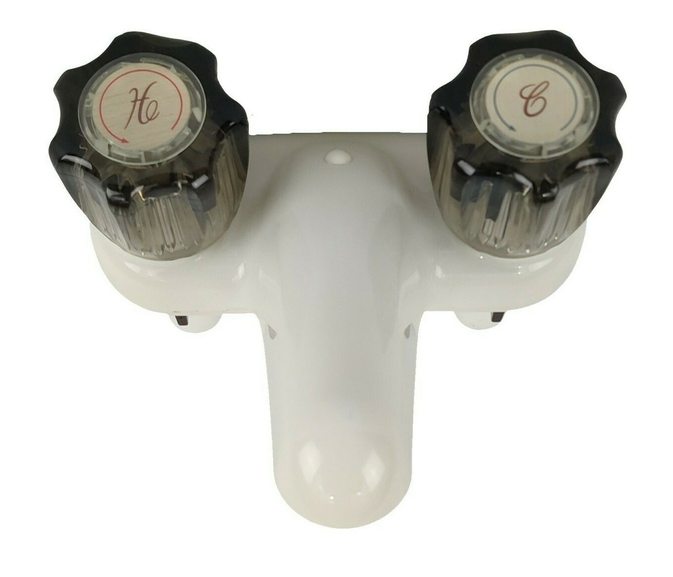Afeel RV Bathroom Sink Faucet 4″ White w Smoke Handles Lavatory