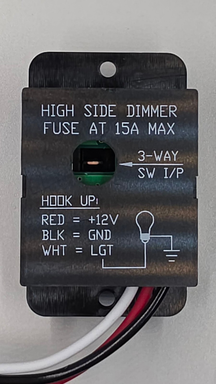 RV Camper On Off Light Switch w/ High Side Dimmer Control 12V 15A 3 Wire Black