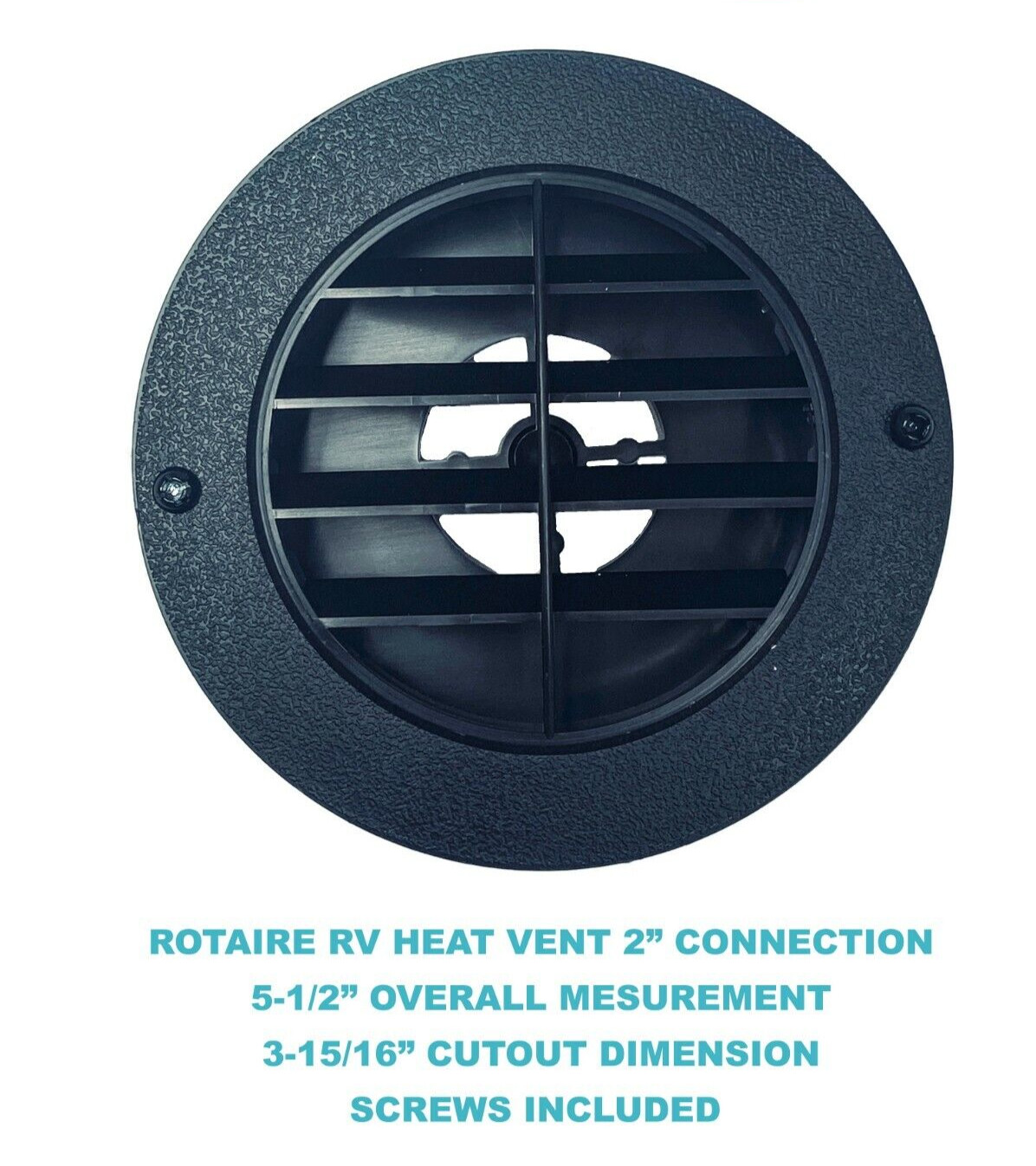 ProCamp RV 2″ Duct Rotaire Swivel Circle RV Heat Vent Furnace Plastic Black