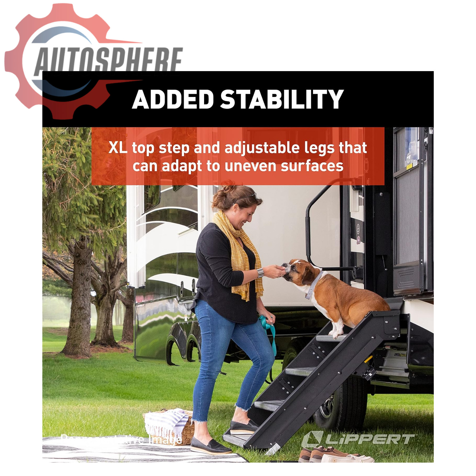 Lippert 733931 26″ Double Solid Step RV Camper Trailer Entry Step Non-Slip Tread