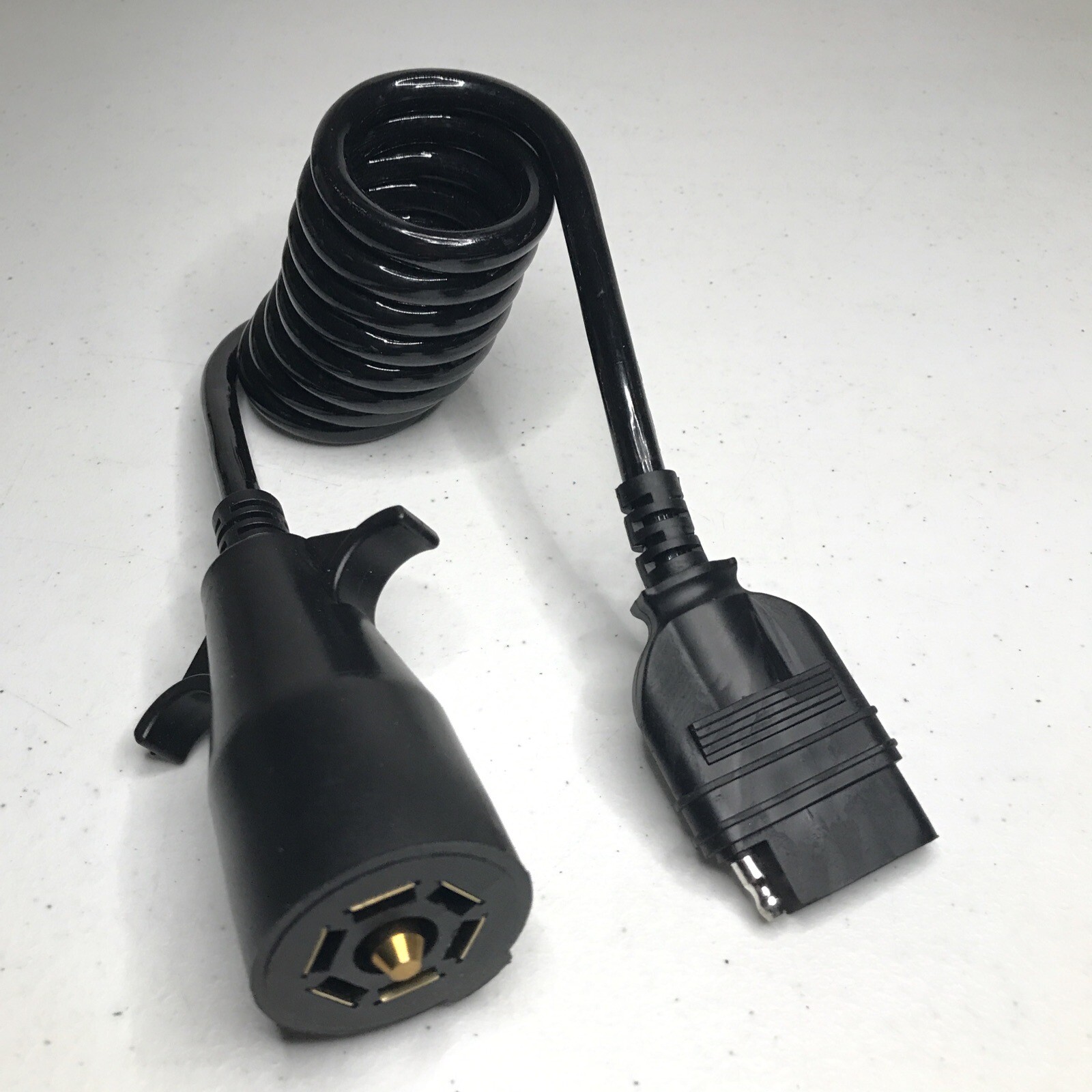 Adapter Coiled Cord 7 Way to 5 Flat Spring Cable Convertor For Most Trailers RVs
