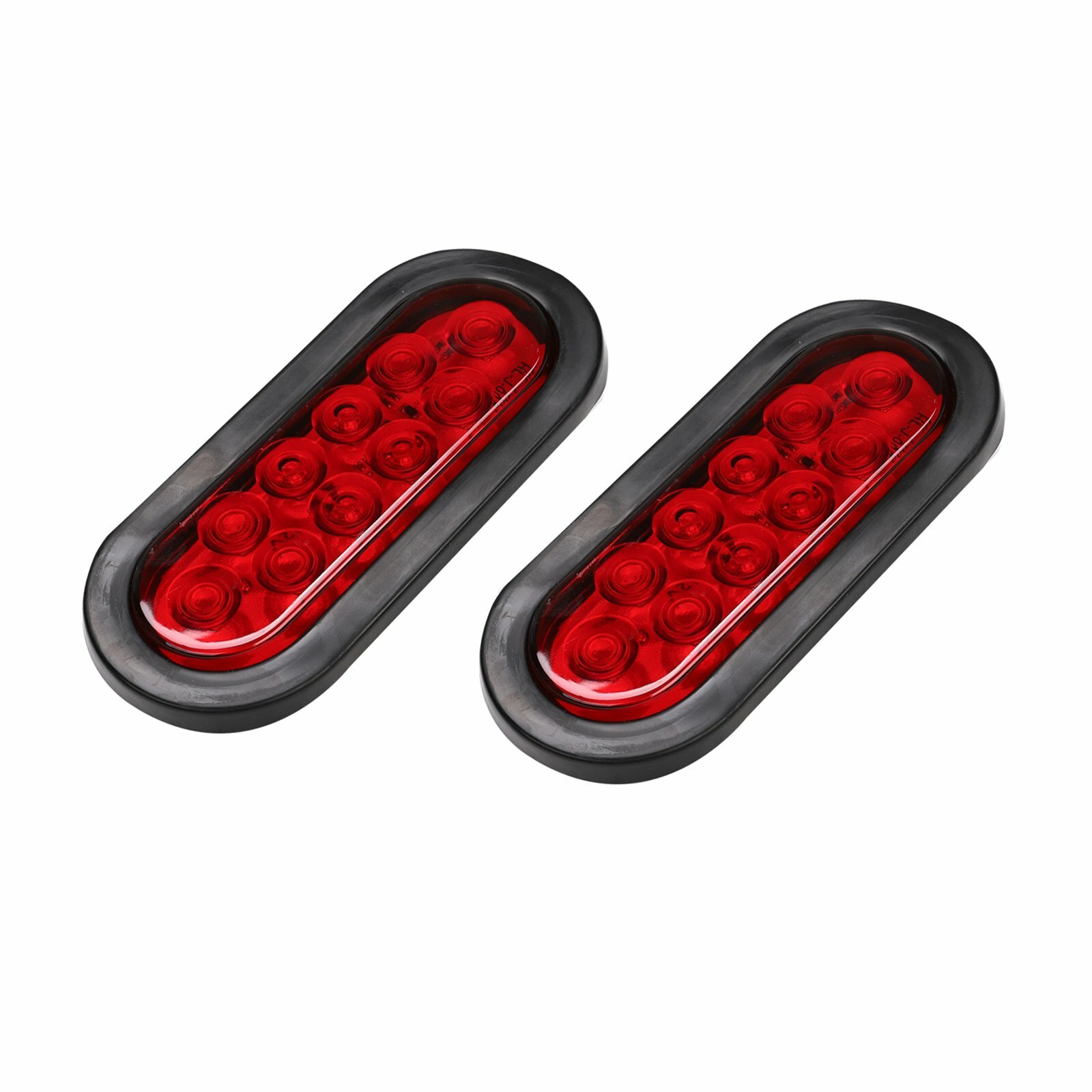 4x Red+2x White 6″ Oval 10 LED Trailer Truck Reverse Back Up Lights Flush Mount