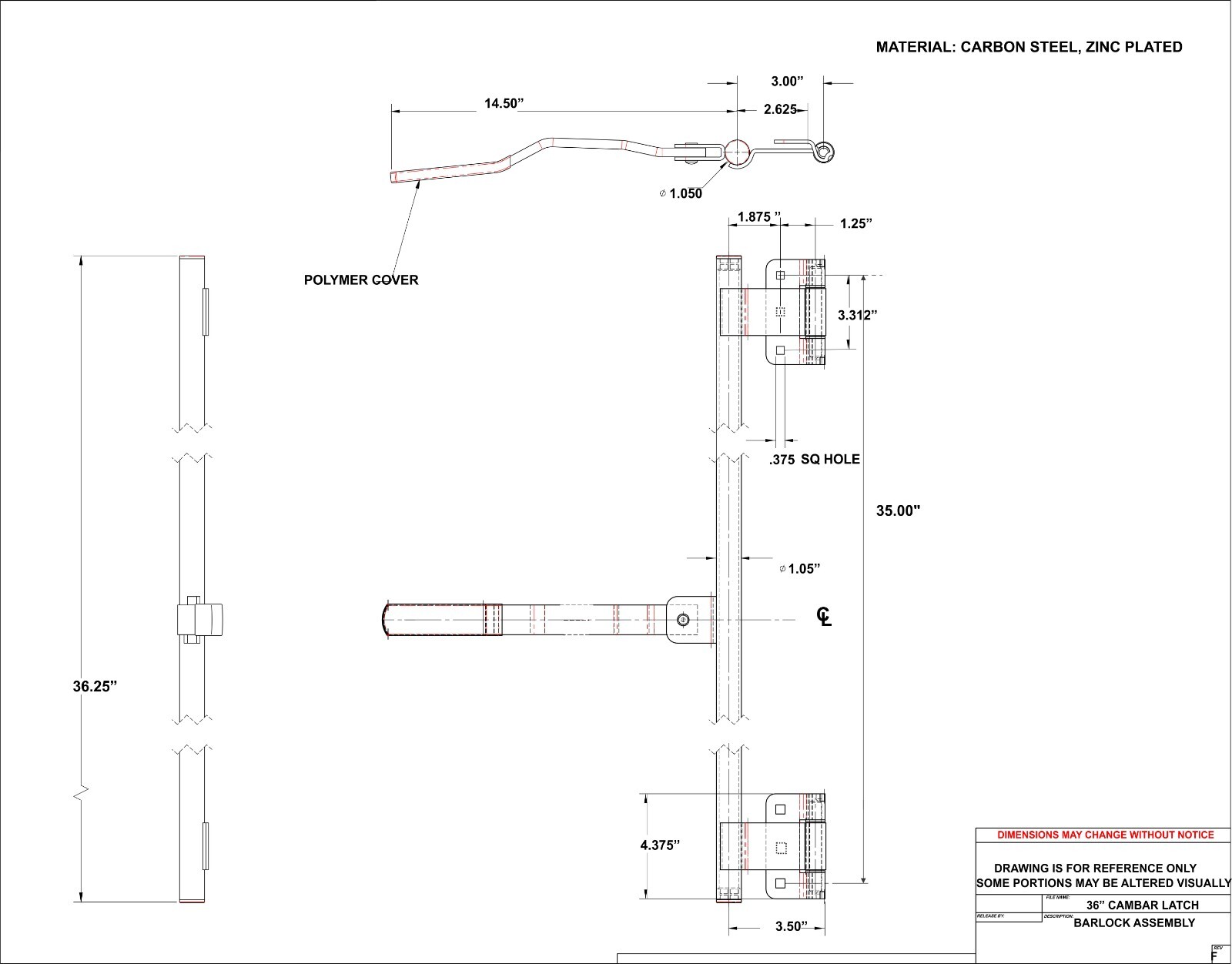 Enclosed Trailer Door Latch (1) 36″ L Tamperproof Hinge and Mount Fasteners