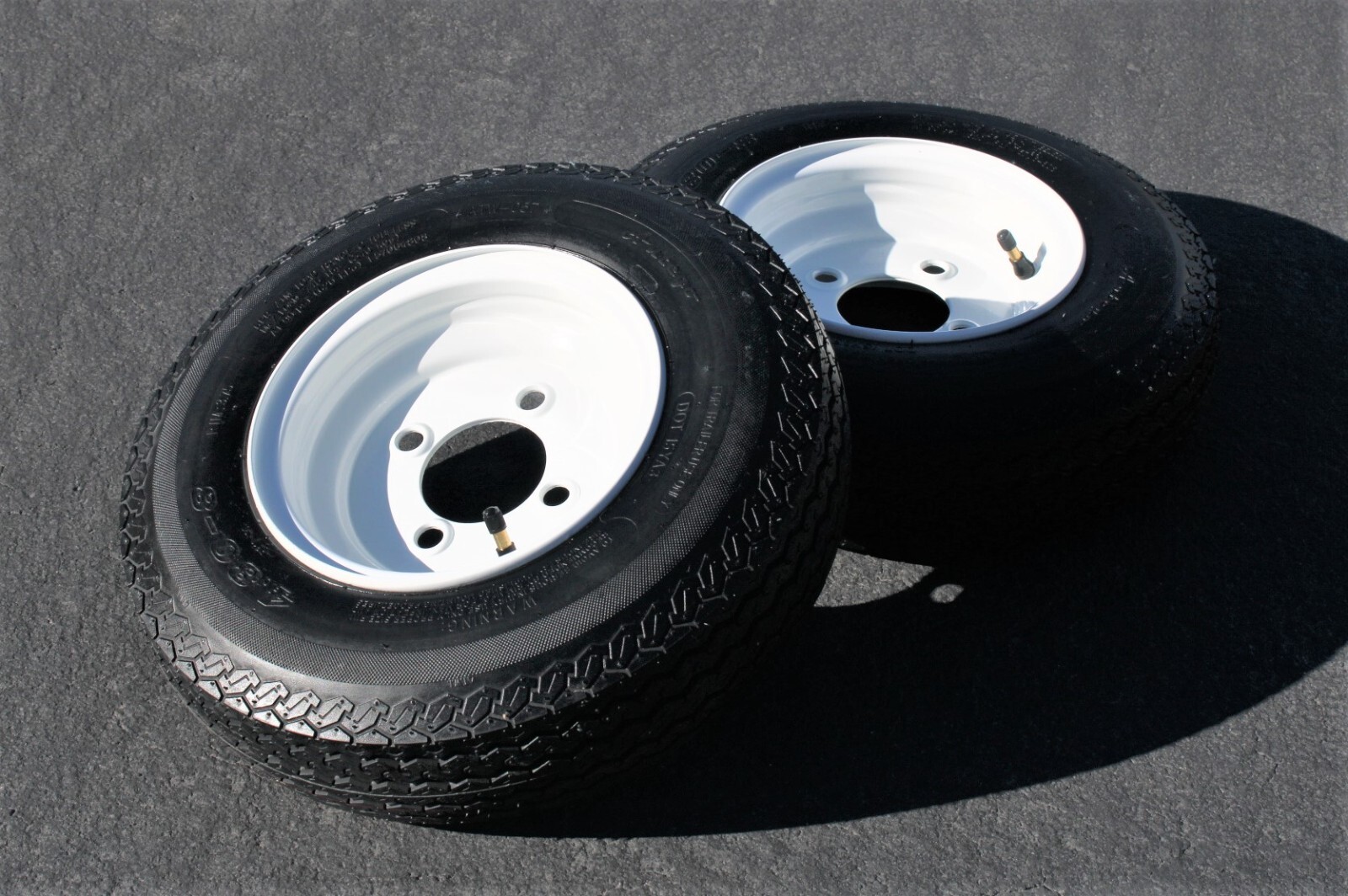 2-Pack Antego Trailer Tire On Rim 480-8 4.80-8 Load C 4 Lug White Wheel