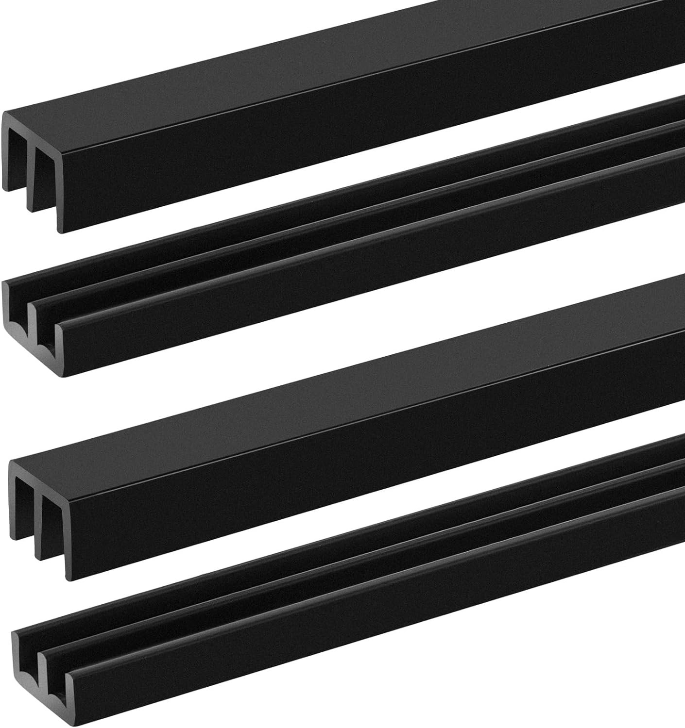 2 Sets 4FT Sliding Door Track for 1/8″ Thick Panels Closet Glass Doors Black