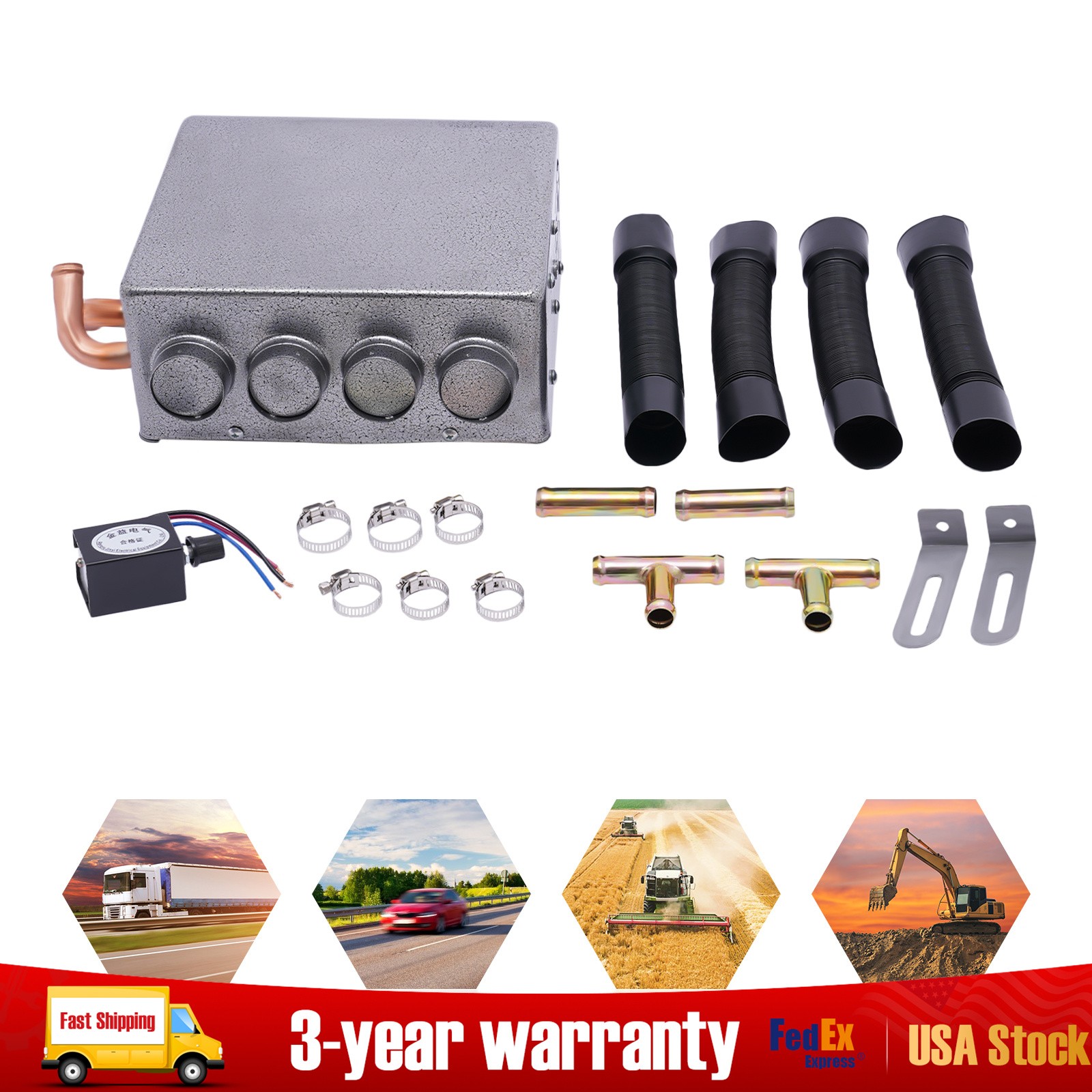 Universal Under Dash Heater Defroster+Speed Switch Car Truck 4 Ports 12V USA