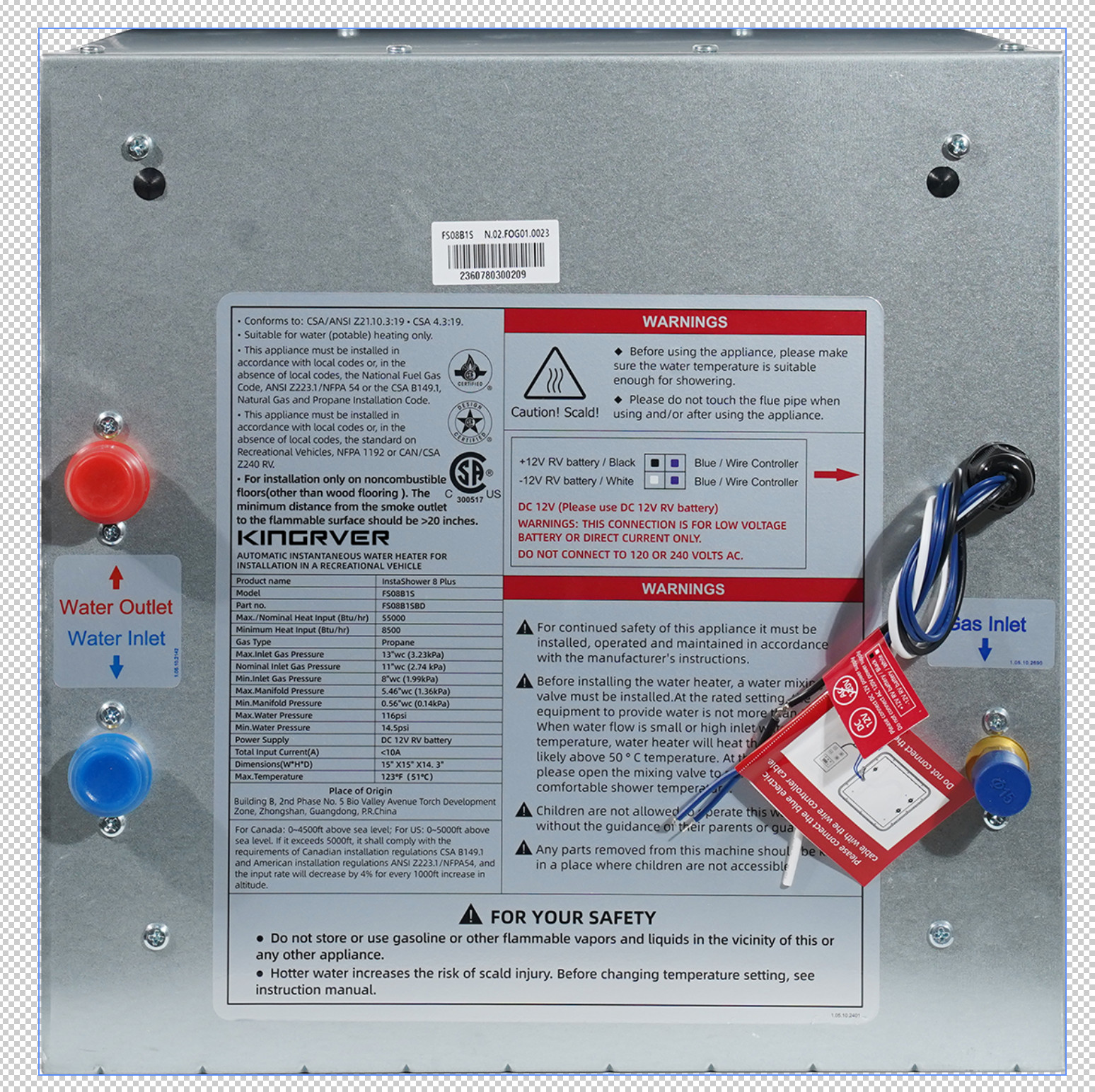 RV Tankless Water Heater 48000BTU Instant Hot Water W/ 15″x18″ Door + Controller