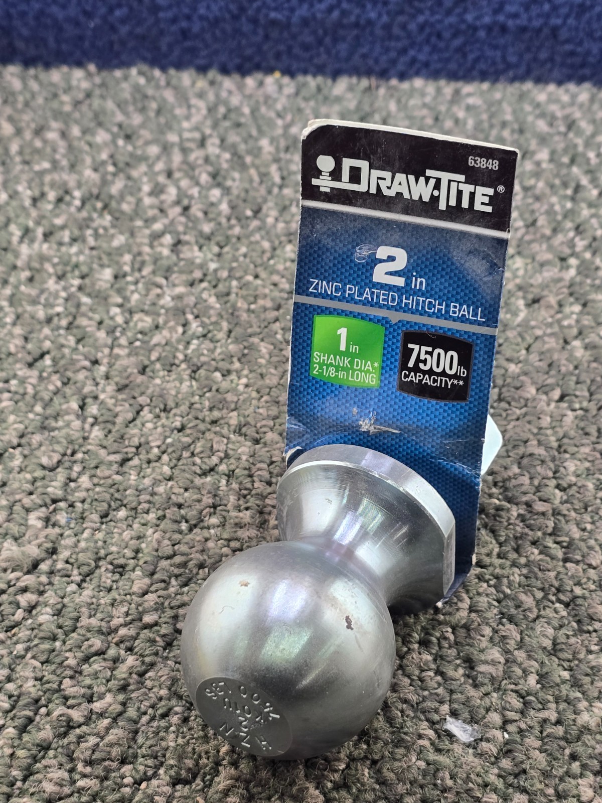 Draw-Tite 63848 Class 4 Zinc-Plated Hitch Ball 1″ Shank x 2-1/8″ Long, 7500 lbs