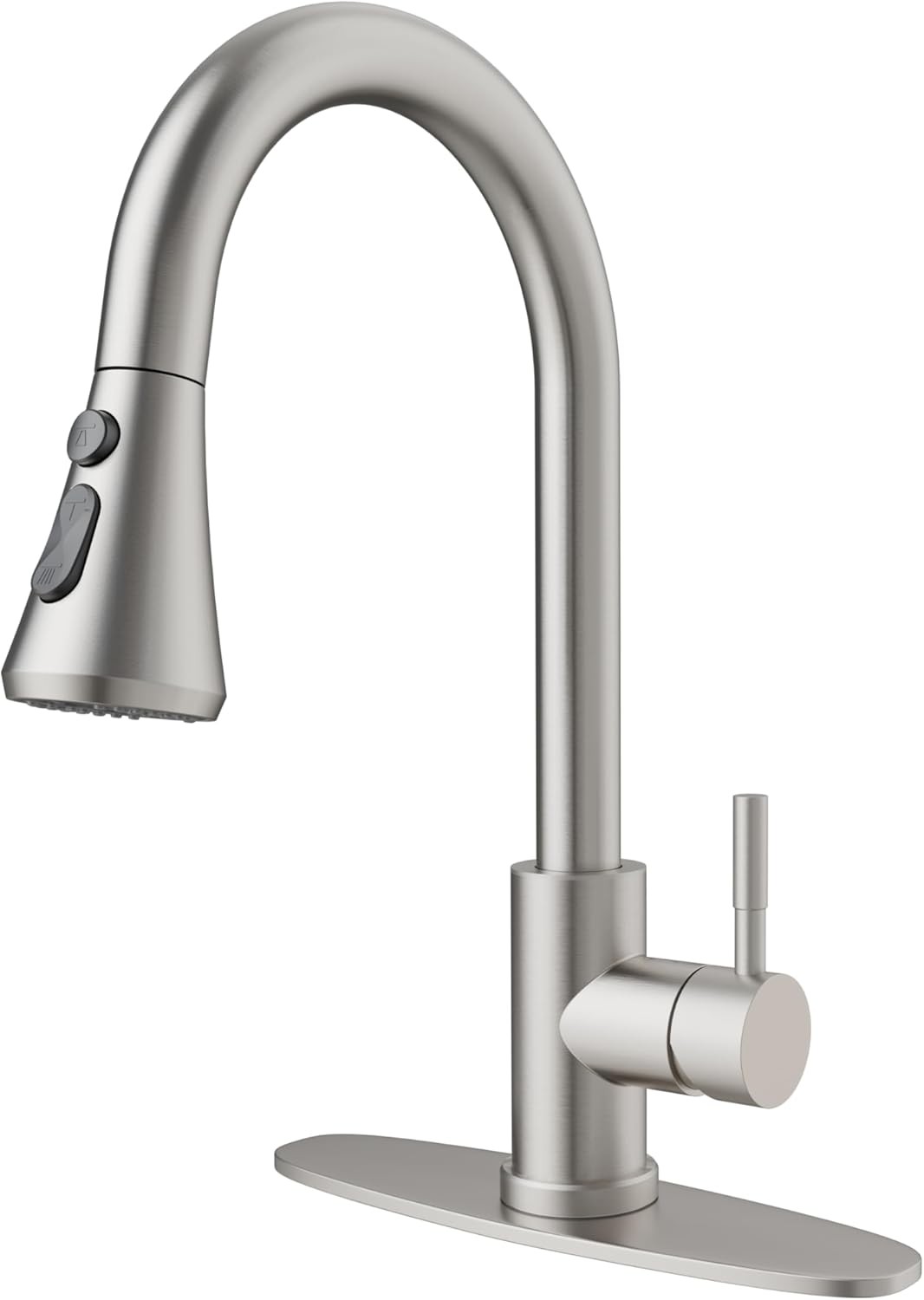 Kitchen faucet with soap dispenser, three-setting adjustable
