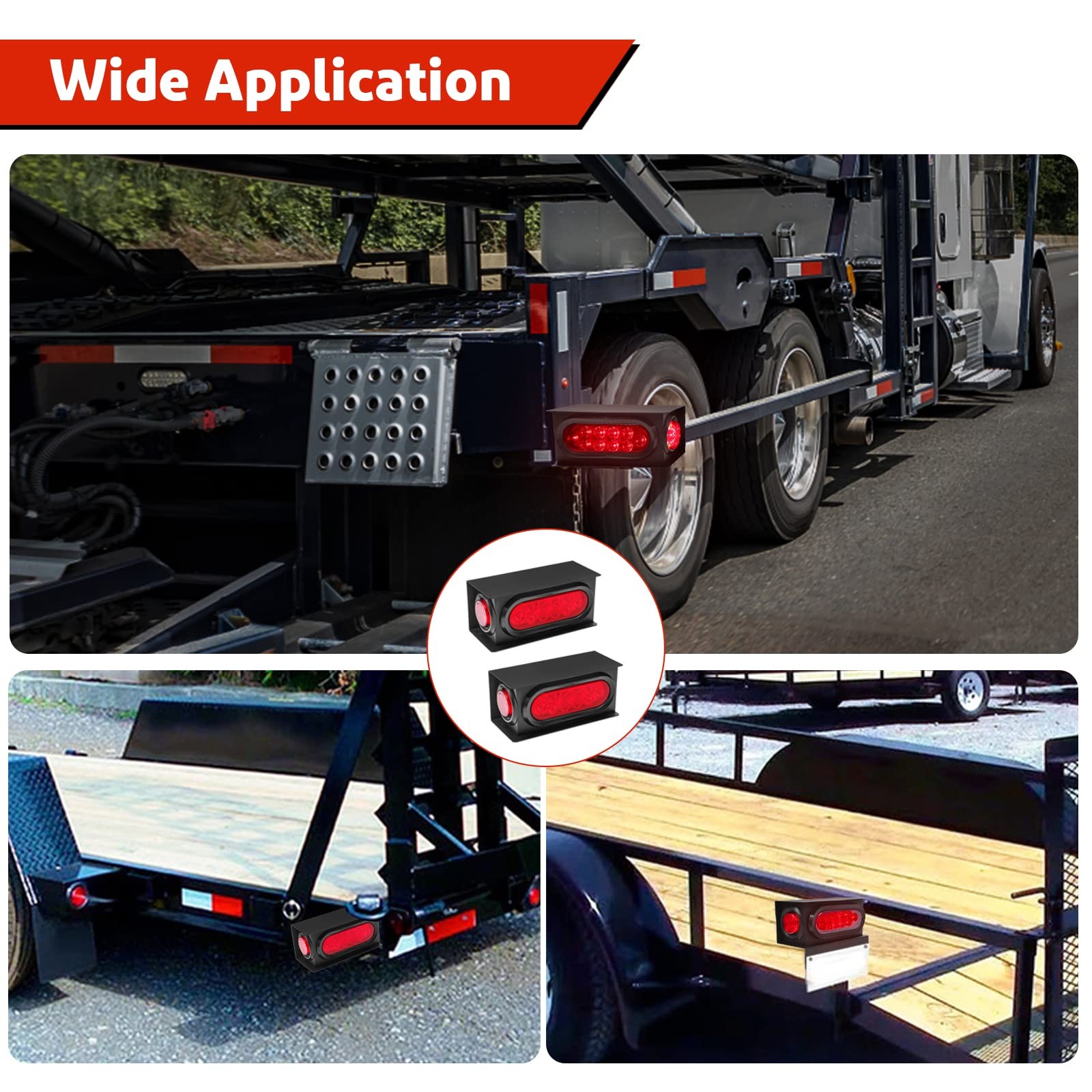 Trailer Lights Welded Mount Steel Boxes Housing Kit W/6 Inch LED Oval Tail Light