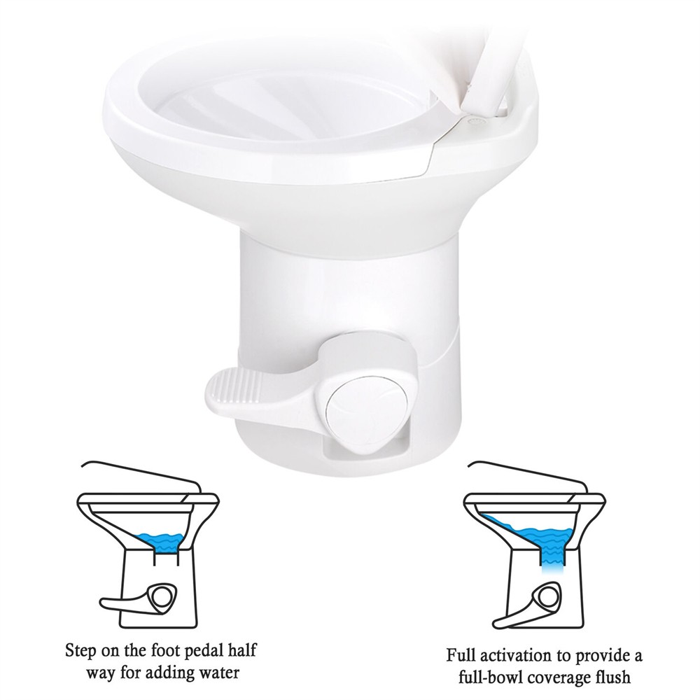 20″ Portable RV Gravity Flush Toilet Foot Pedal for Camping Travel Home Caravan