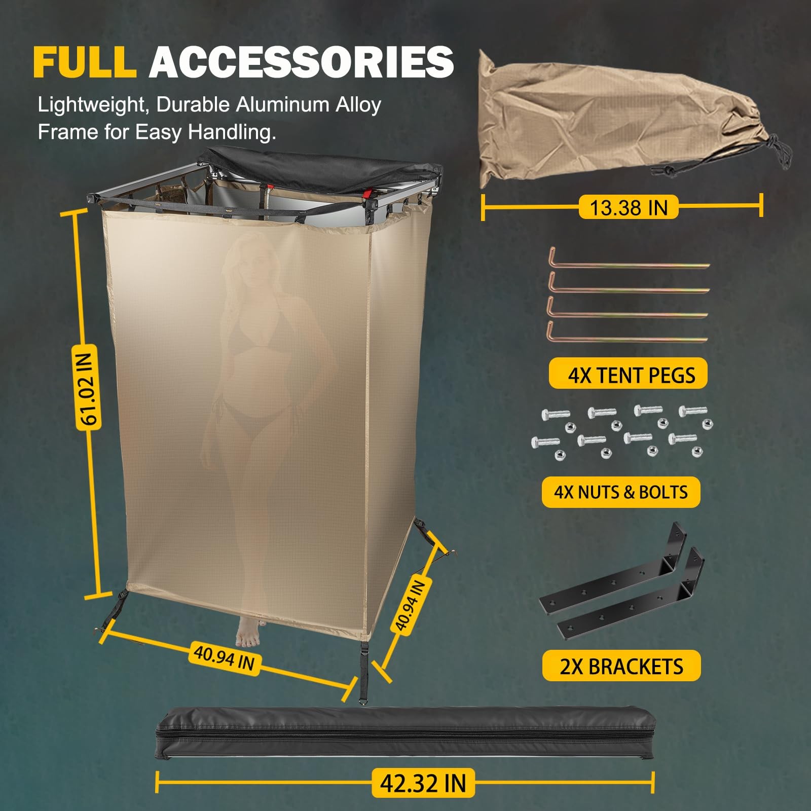 Camping Shower Tent Awning Instant Setup for Jeep/Toyota 4×4 Overlanding Boating