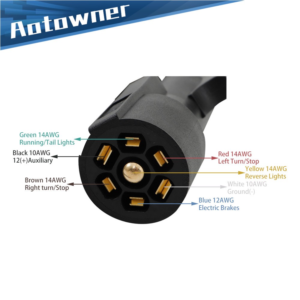 7 Way Trailer Cable 6FT with 7 Pin Plug and 7 Gang Junction Box For RV Trailer