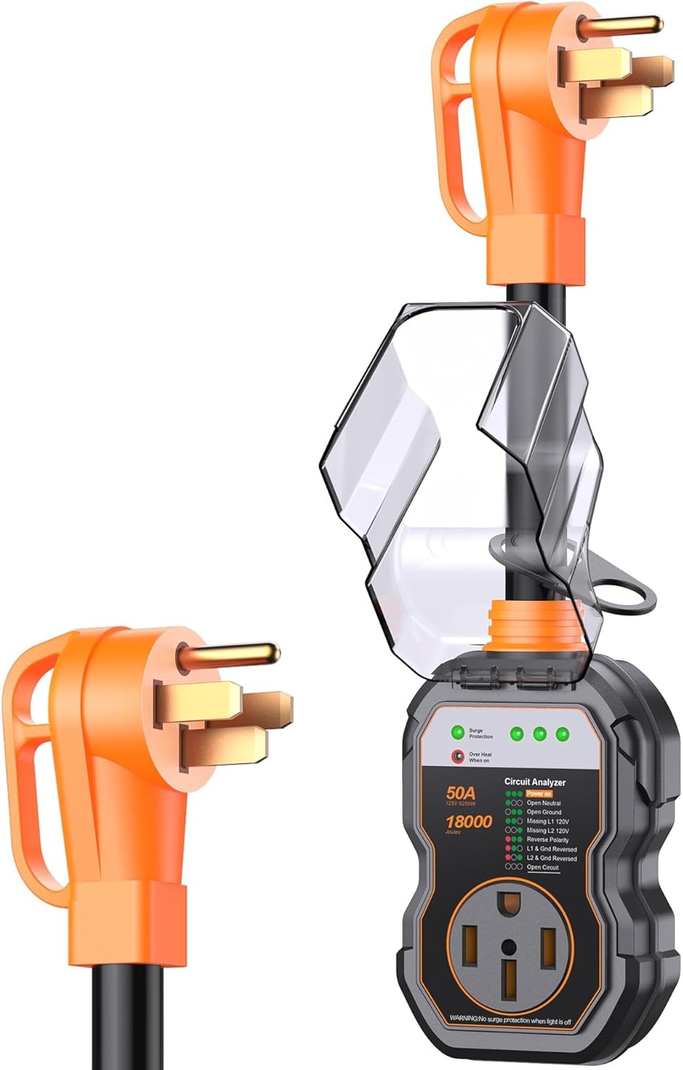 RV Surge Protector 50 Amp RV Circuit Analyzer (18000 J) With LED Indicator Light