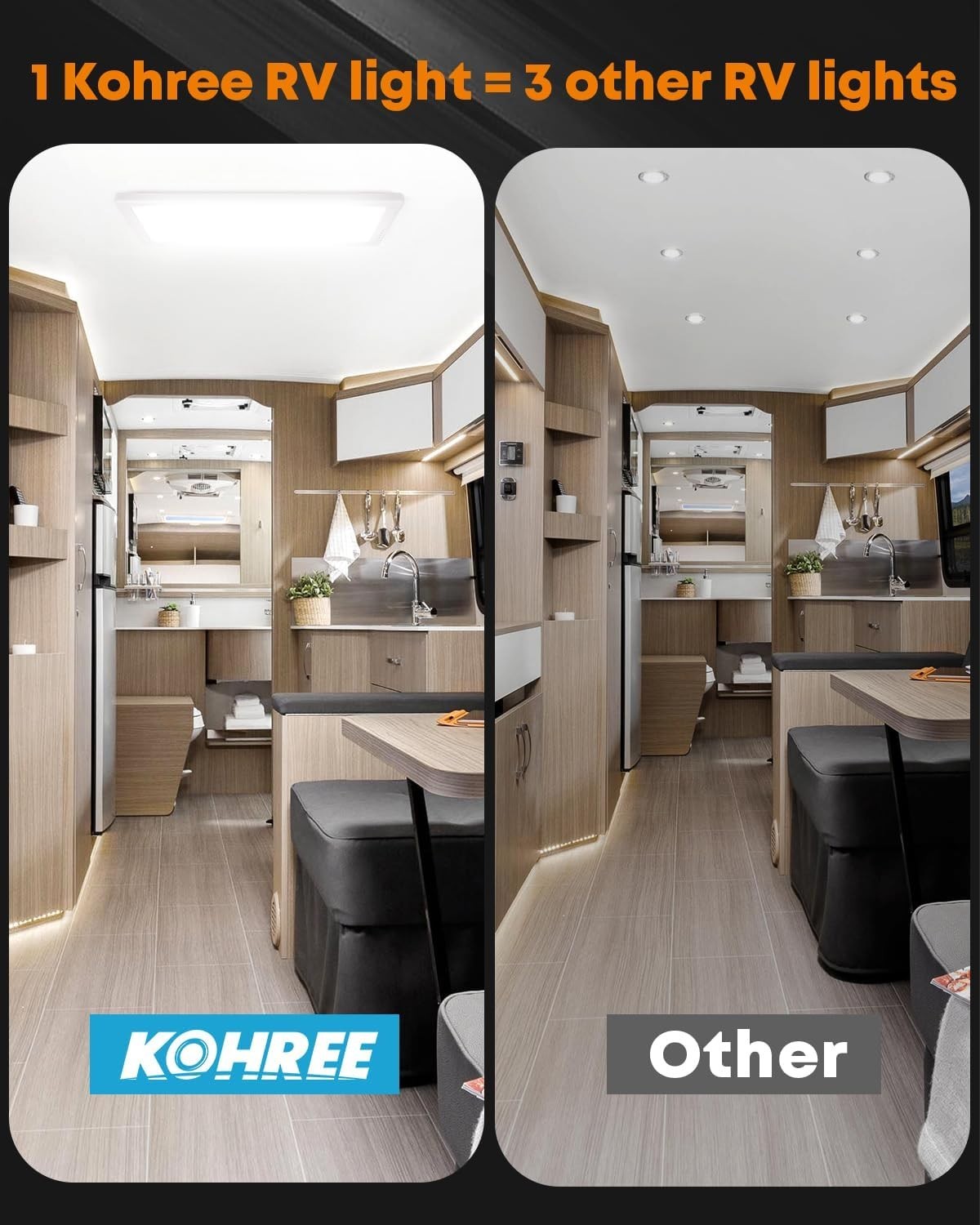 Sleek Dimmable RV Interior Light – 16.7″ x 6.6″, 3 Colors, Glare-Free Experience