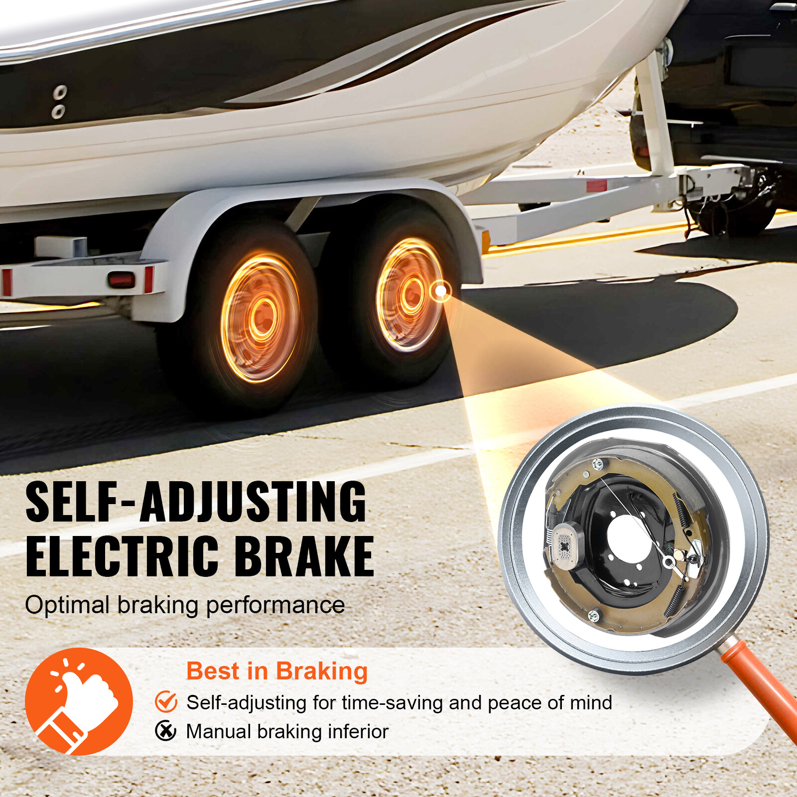 Electric Trailer Brake 12″ x 2″ Self-Adjusting Assembly 2 Pairs 7000 lbs