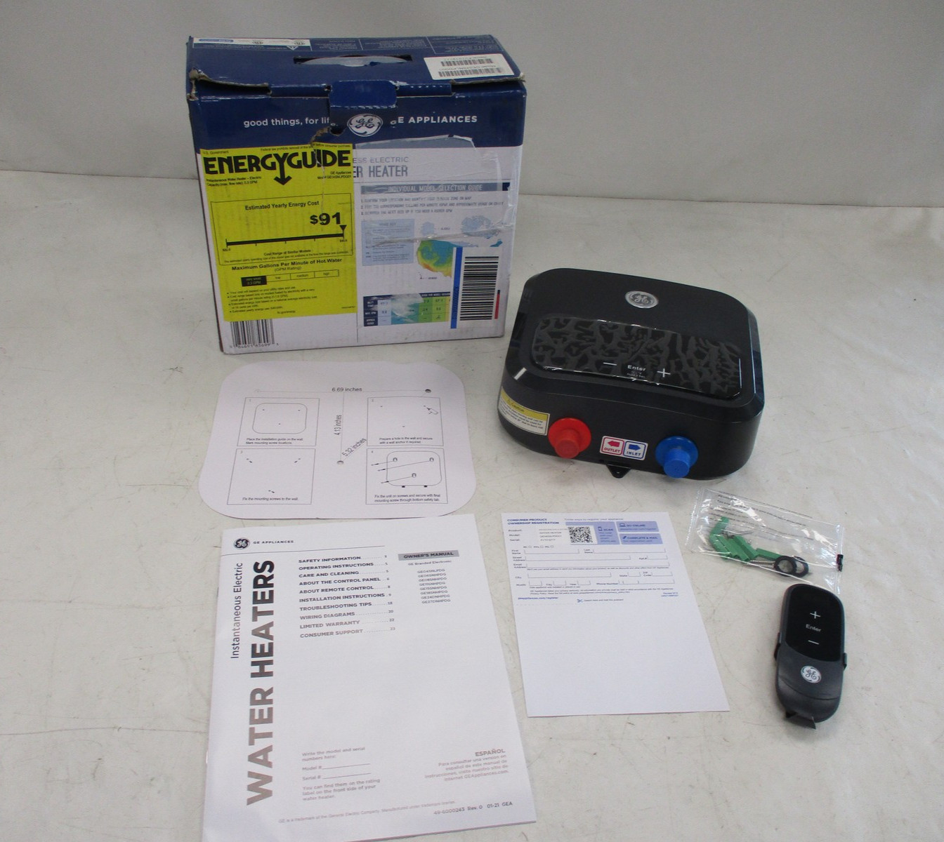 GE TANKLESS ELECTRIC WATER HEATER BLACK 130547 RV CAMPER