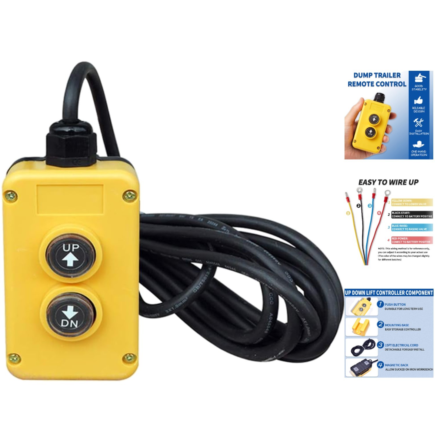 15ft Remote Control for Dump Trailers – Robust, Waterproof & Easy to Use