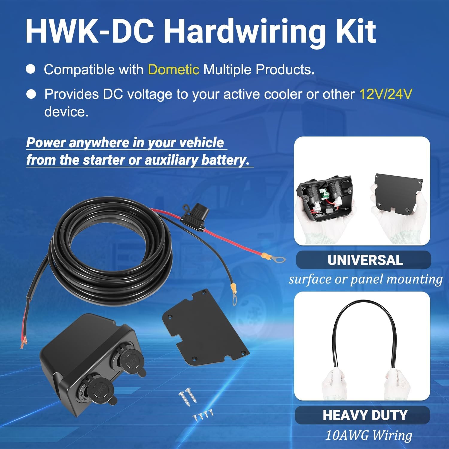 for Dometic HWK-DC Hardwiring Kit DC for RV/Vehicle Power Supply,12V/24V
