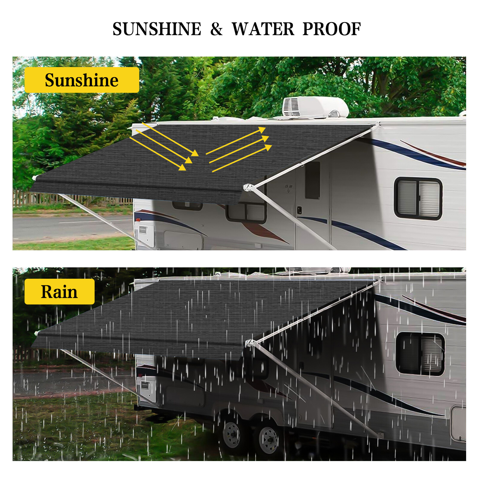 Universal Vinyl RV Awning Fabric Replacement Weatherproof for Road Trip Camping