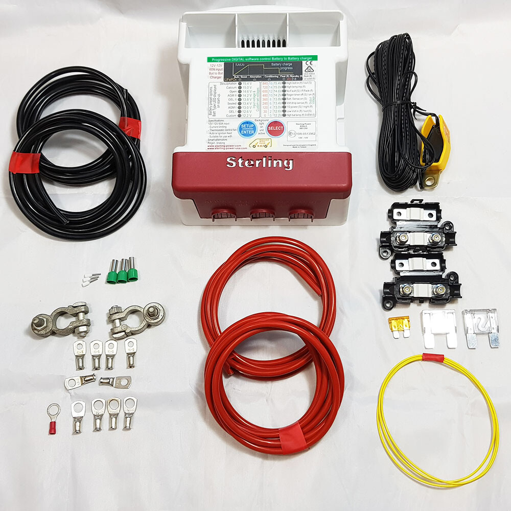 Sterling Power BB1260 B2B DC-DC 12v 60A Amp Full Charging Kit – Split Charger 7M