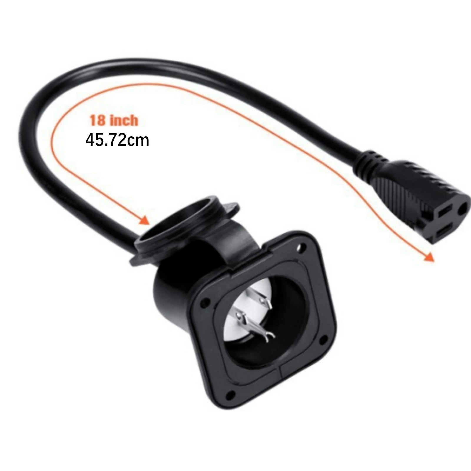 For RV Camper 15 Amp 125V AC Power Inlet Port Plug with Extension Cord