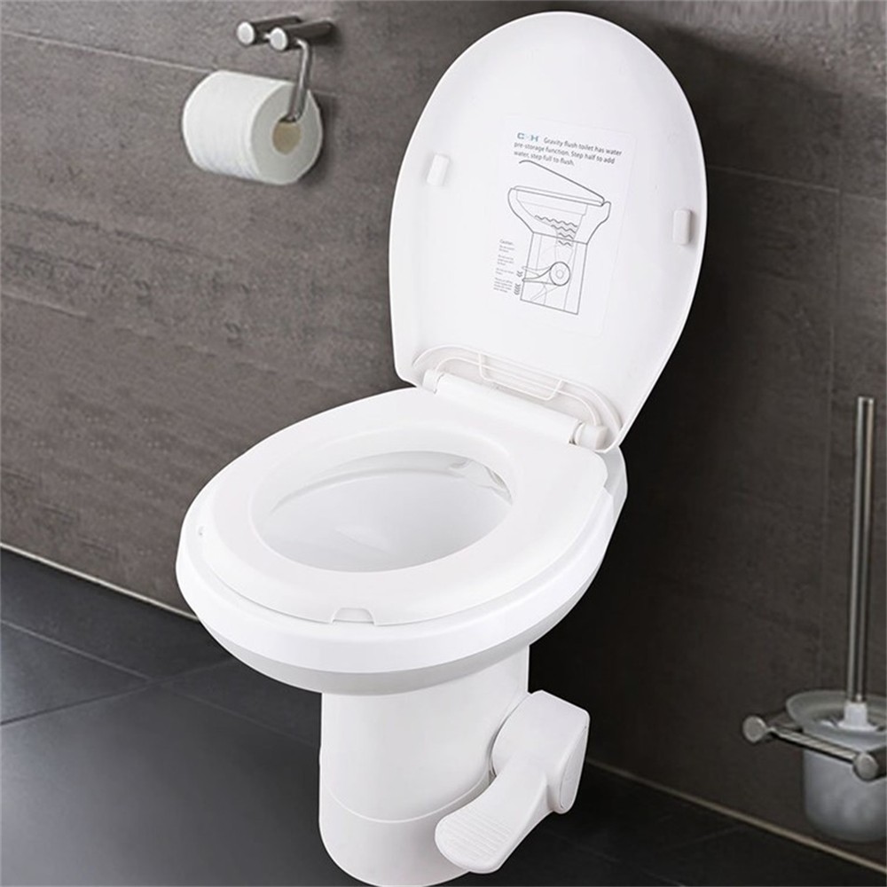 Portable Toilet RV High Profile Gravity Flush Pedal Hand Sprayer Travel Caravan