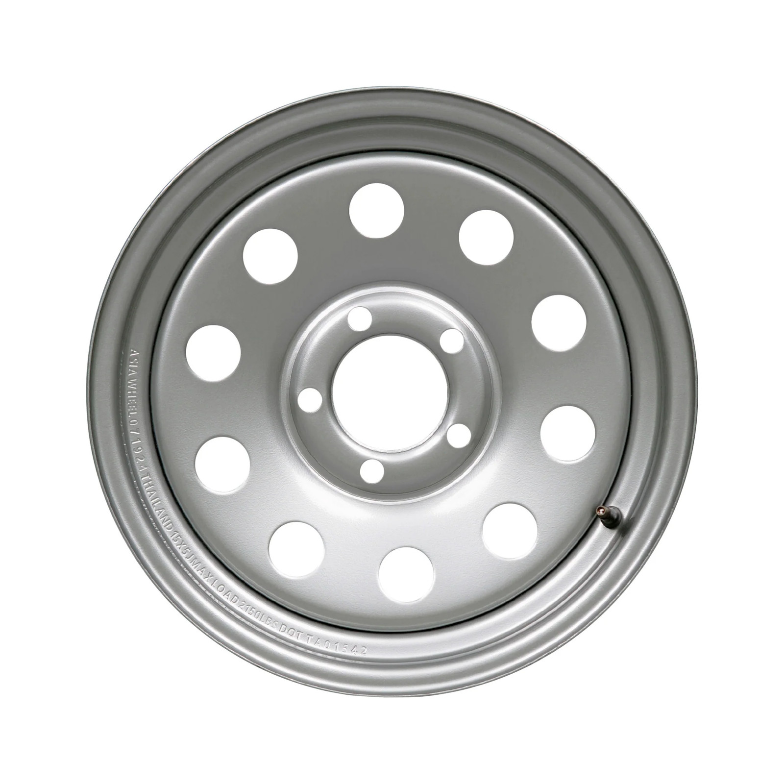 15″ x 5″ – 5 Lug Silver Mod Solid Steel Trailer Wheel – Single 5×4.5 / Set (4)