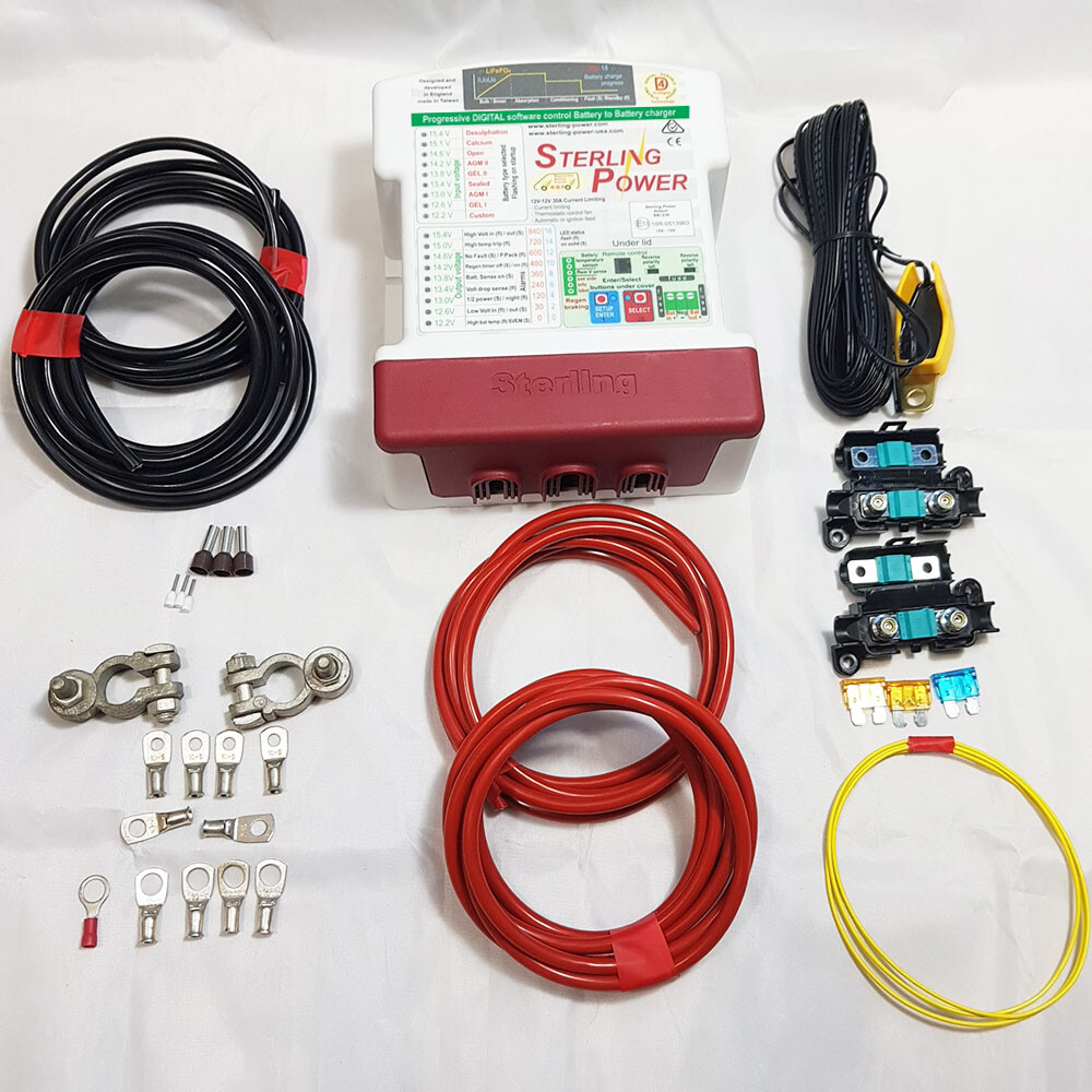 Sterling Power BB1230 B2B DC-DC 12v 30A Amp Full Charging Kit – Split Charger 8M