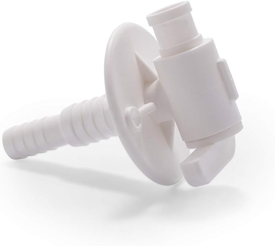 Camco 22223 Dual-Size Drain Valve – 3/8 or 1/2 Inch Barb with Flange