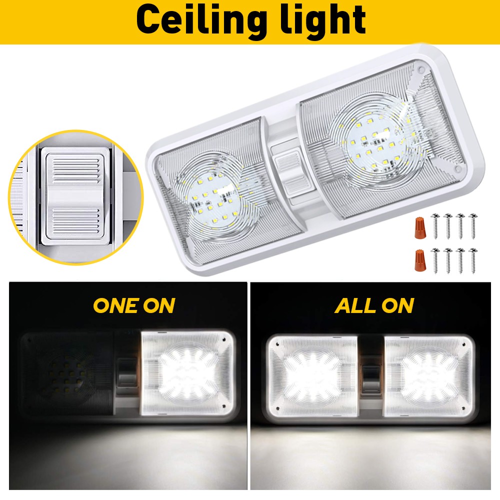 RV 12v Interior Light Frosted Clear Dome Camper Trailer Waterproof Marine 48-SMD