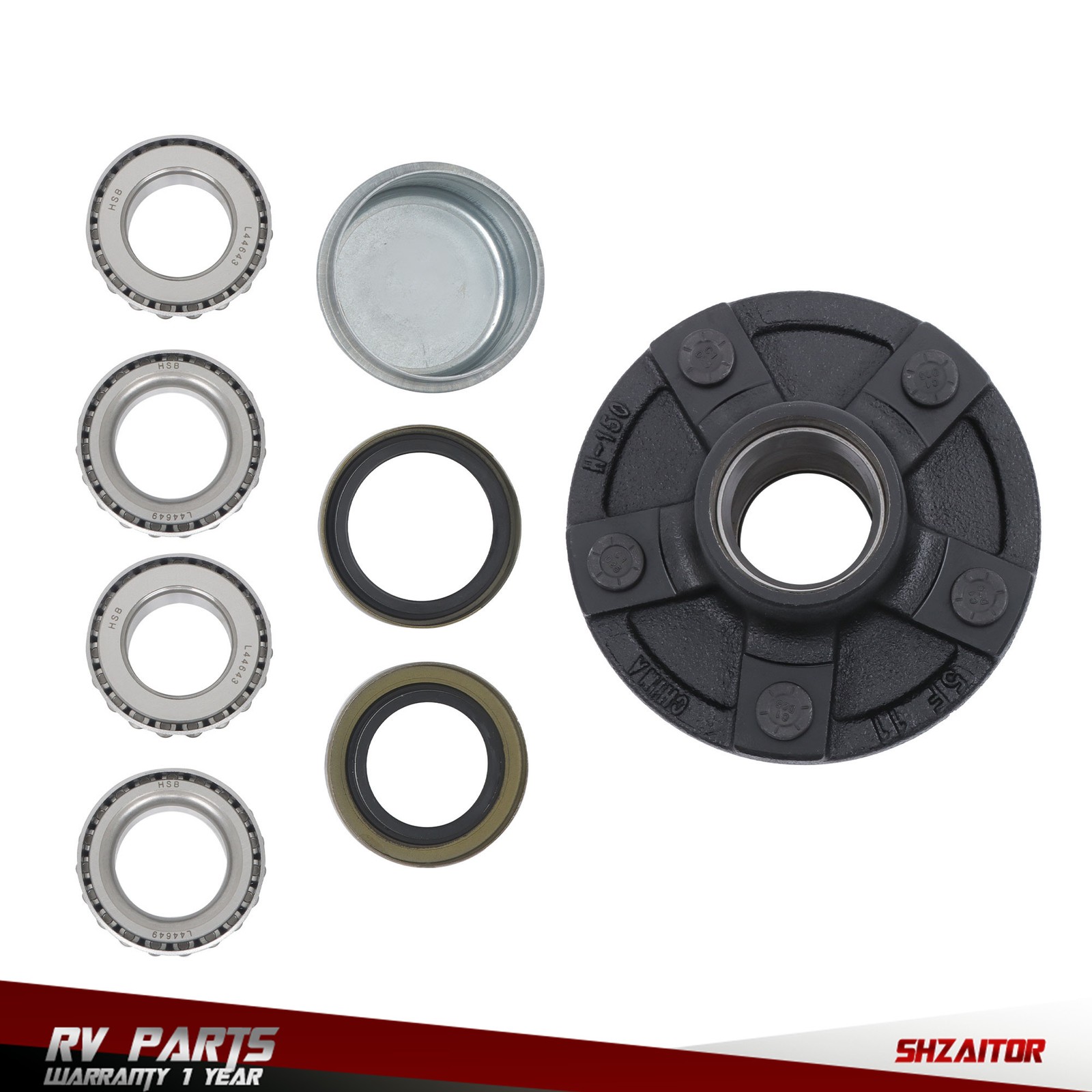 5 Bolt on 4-1/2 Inch Circle – For 1″ and 1-1/16″ Spindle Trailer Hub Kit