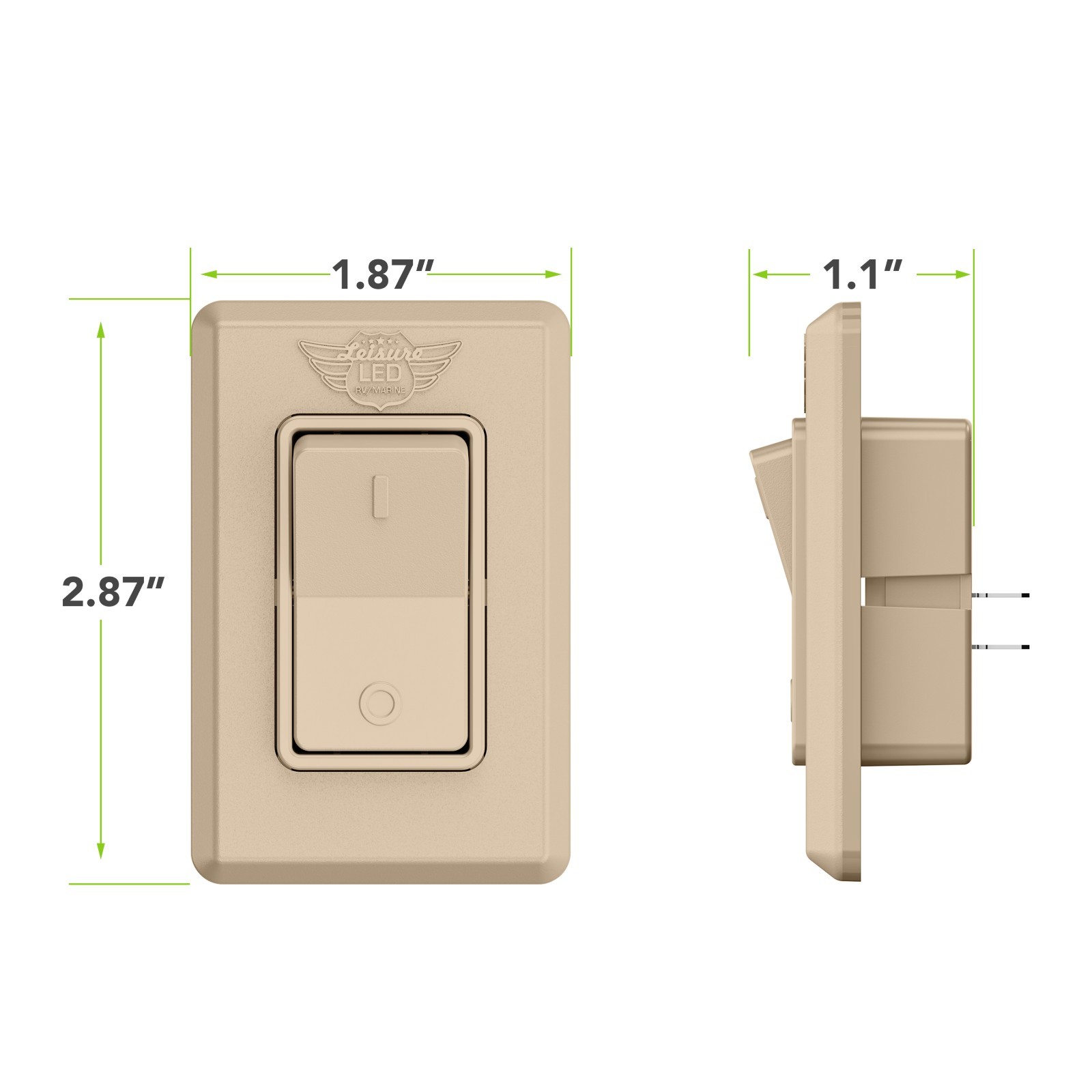 Single 1 Gang On-Off 12V Tan Light Switch -RV Camper Trailer Marine Boat 12 V