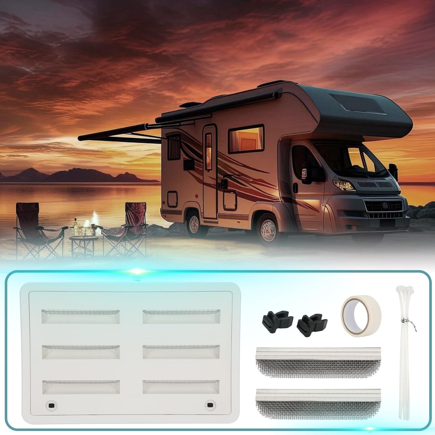 Benut RV Refrigerator Vent Cover 23-1/8″ x 15″ Side Replacement Screen Camper